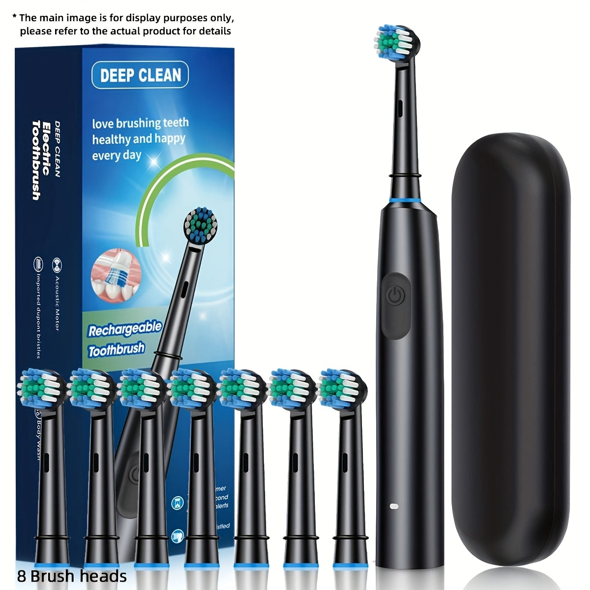 Electric Toothbrush with 5 Modes, Smart Timer, High Frequency Vibration, Rechargeable USB, 8 Replacement Heads, Soft Bristles