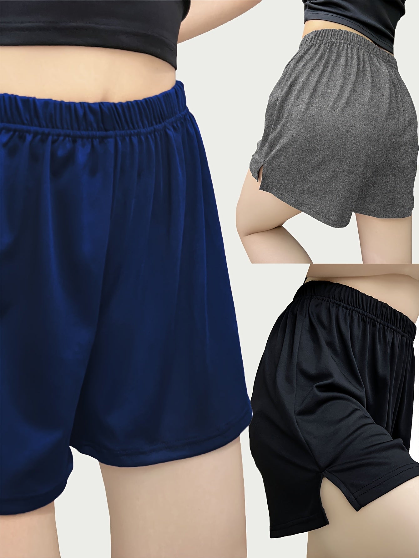 Women's Plus Size Pajama Bottoms Set Elastic Waist Casual Lounge Shorts 3 Pack