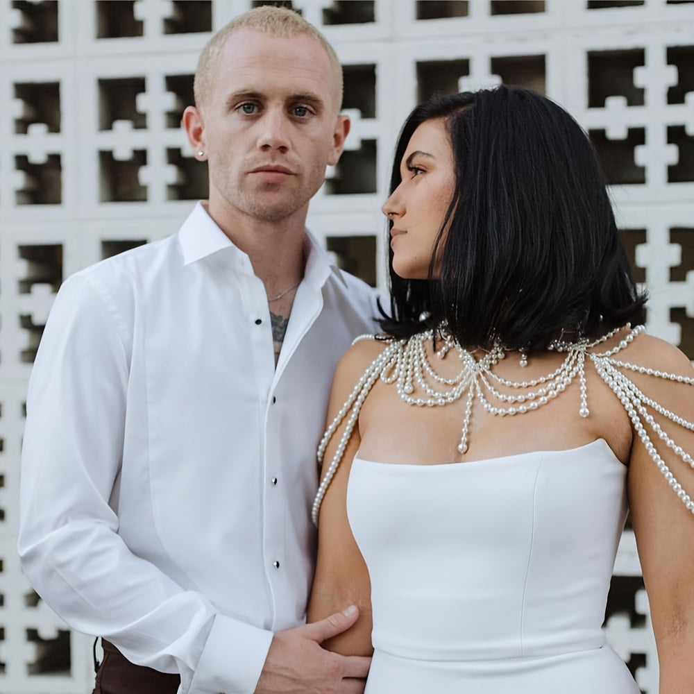 To'y va Maxsus Tadbirlar uchun Beadli Yelka Zanjiri Qizil To'y Shali va Sharf