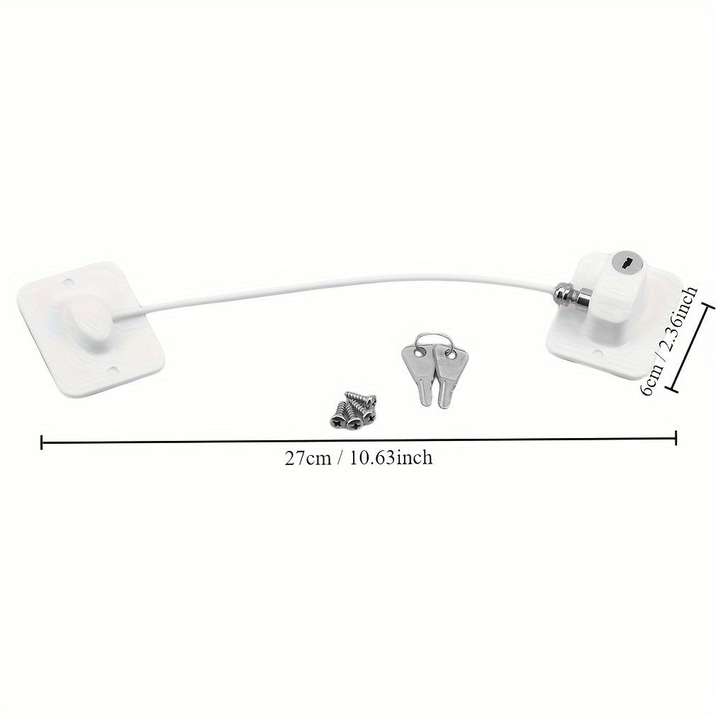 Child Safety Fridge Lock Non-Toxic Plastic White Black Key for Pantry Freezer