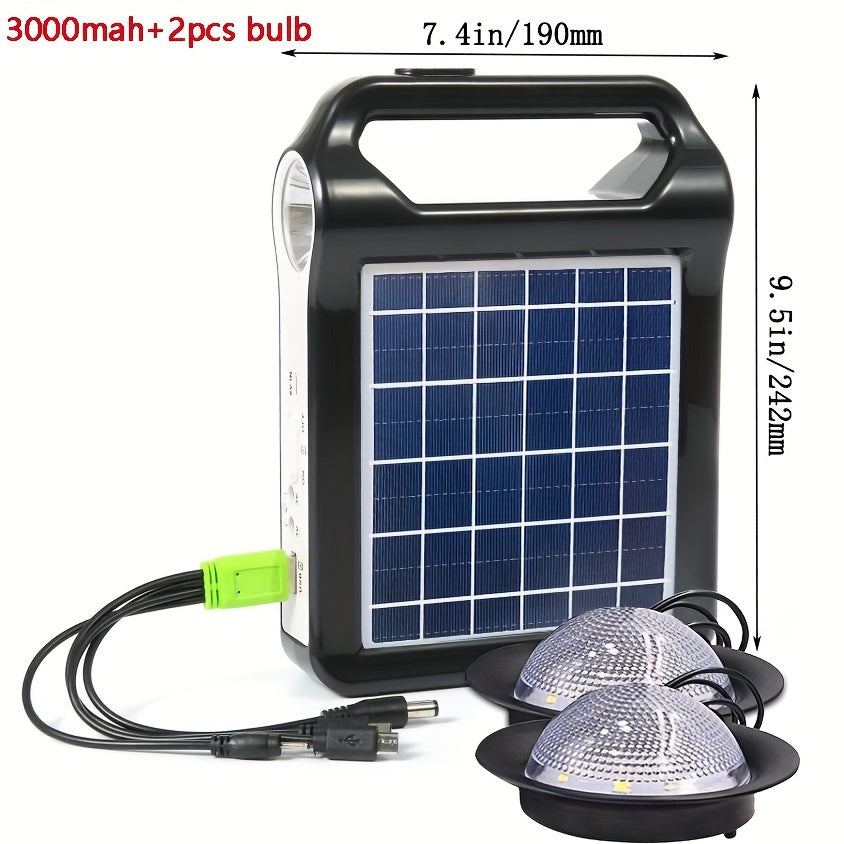 Portable Solar Panel Power Bank Kit with USB Charger and Lamp for Outdoors