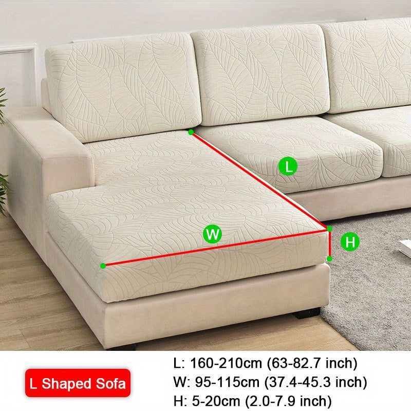 Waterproof Jacquard Sofa Cushion Cover with Leaf Pattern for 1/2/3-Seater and Sectional Sofas Machine Washable Living Room Home Decor