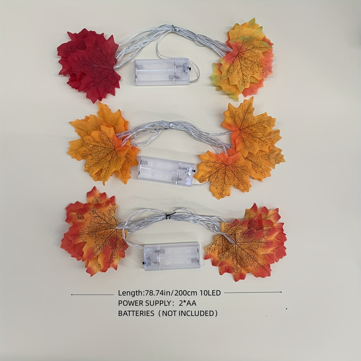 Autumn Maple Leaf String Lights Battery-Operated LED Fall Foliage Decor for Halloween Thanksgiving