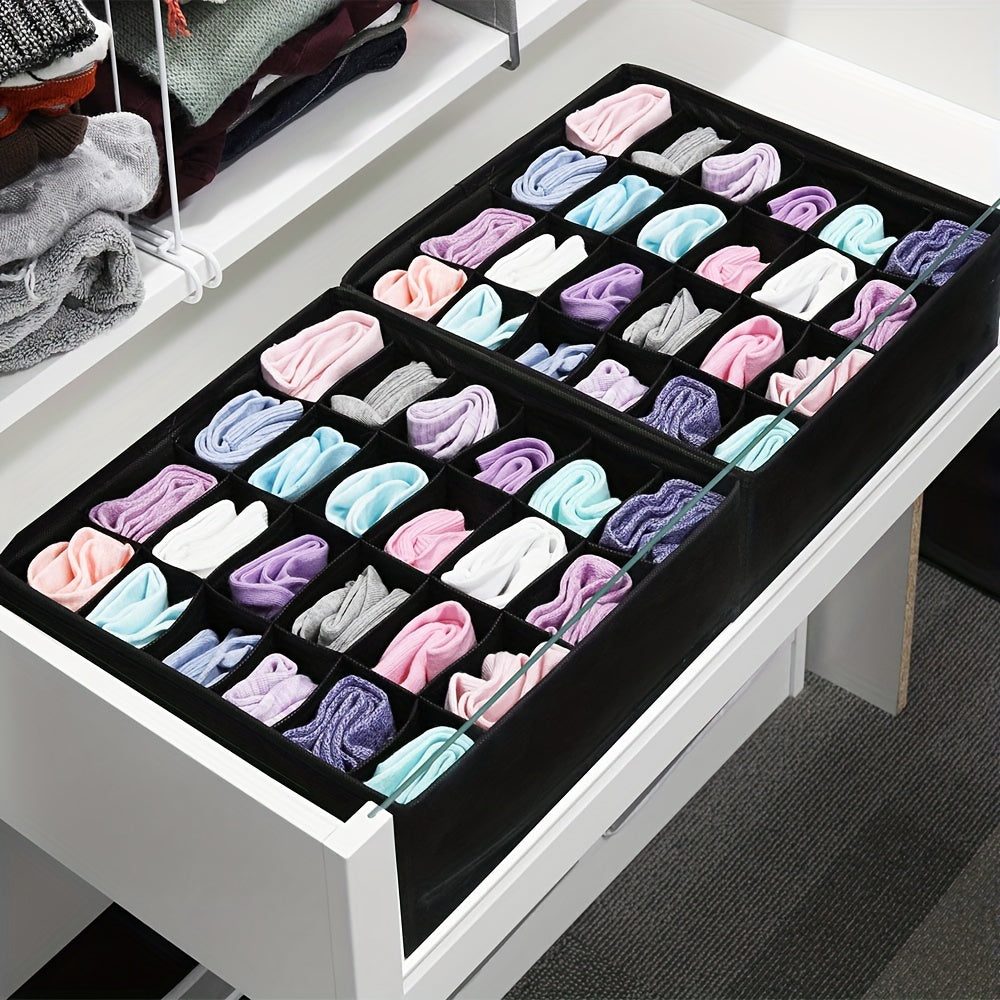 Drawer Organizer with 24 Grids Collapsible Closet Divider for Socks Underwear Ties