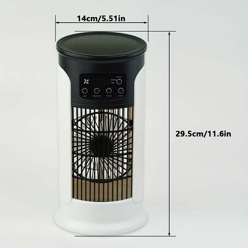 Portable USB air conditioner humidifier with LED light cooling fan for home office use