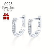 Sterling Silver Hoop Earrings with Zirconia Stones for Women