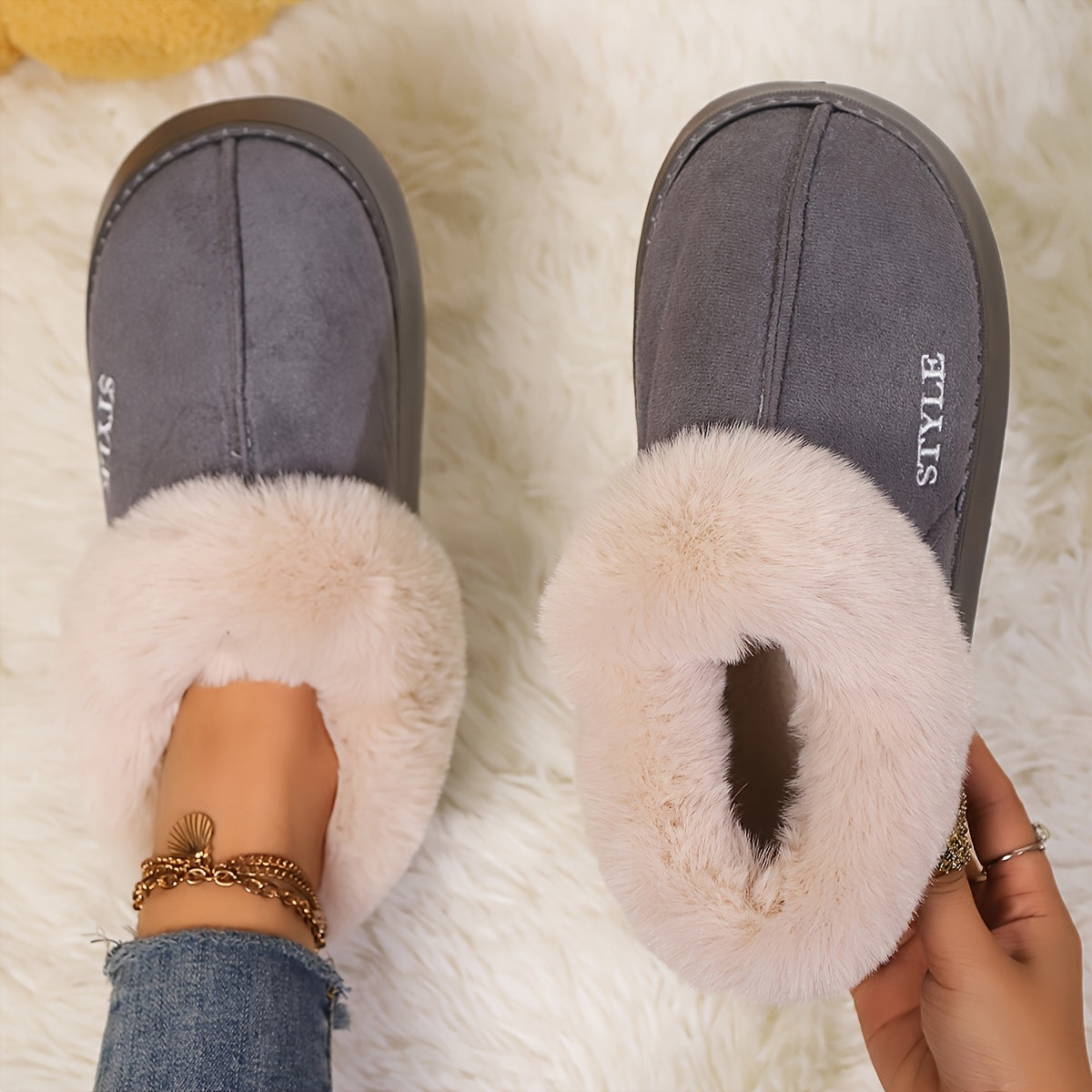 Ayollar uchun qishki issiq kengaytirilgan shippaklar, 5 rangda qulay kundalik poyabzal