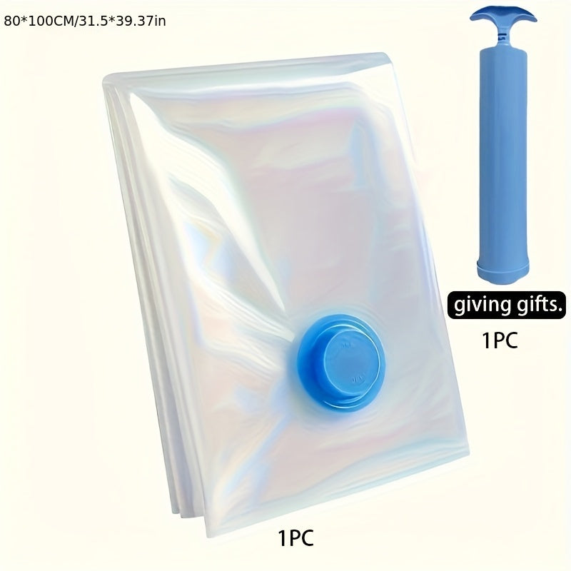 Vacuum Storage Bags Set with Manual Pump Multiple Sizes Plastic Rectangle Secure Seal
