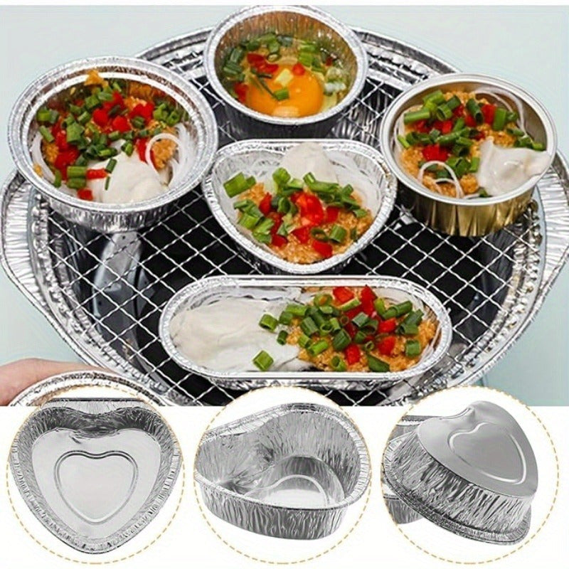 12 Heart-Shaped Aluminum Foil Pans for Baking Roasting and Insulation