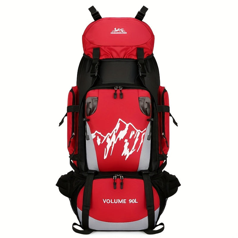 Lightweight Waterproof Travel Backpack with Tablet Compartment and Large Capacity for Hiking Camping Outdoor Red and Black