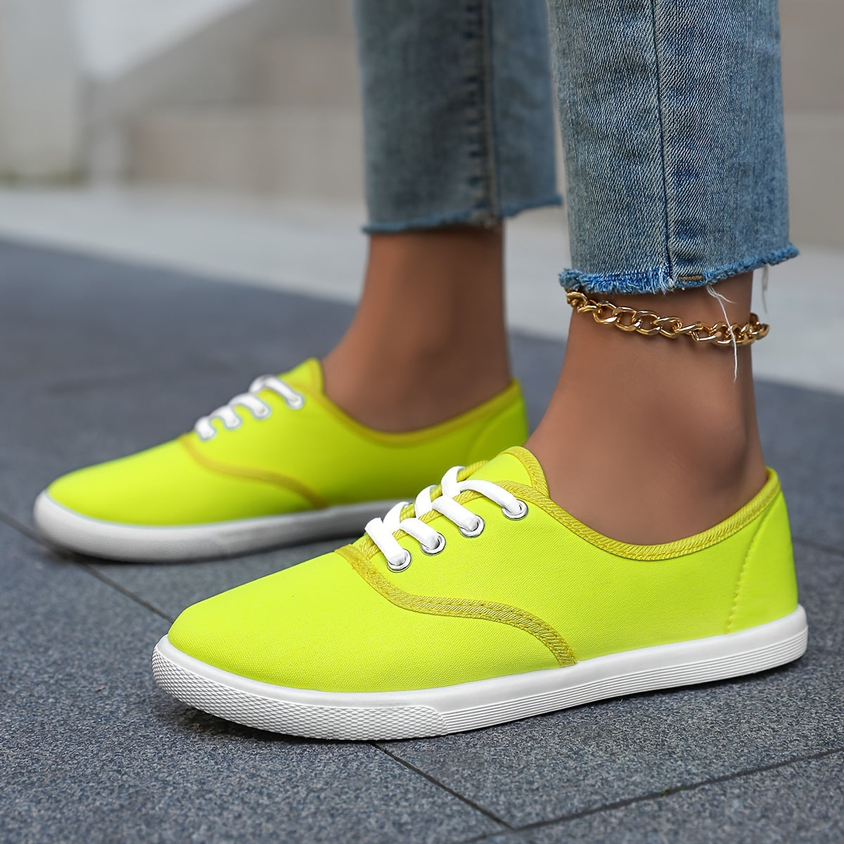 Women's Casual Sports Shoes, Anti-slip Lace-up Soft Sole Flat Bottom