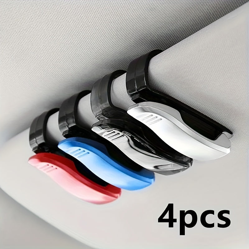 4-Piece ABS Glasses Holder Clips for Sun Visor and Card Organization