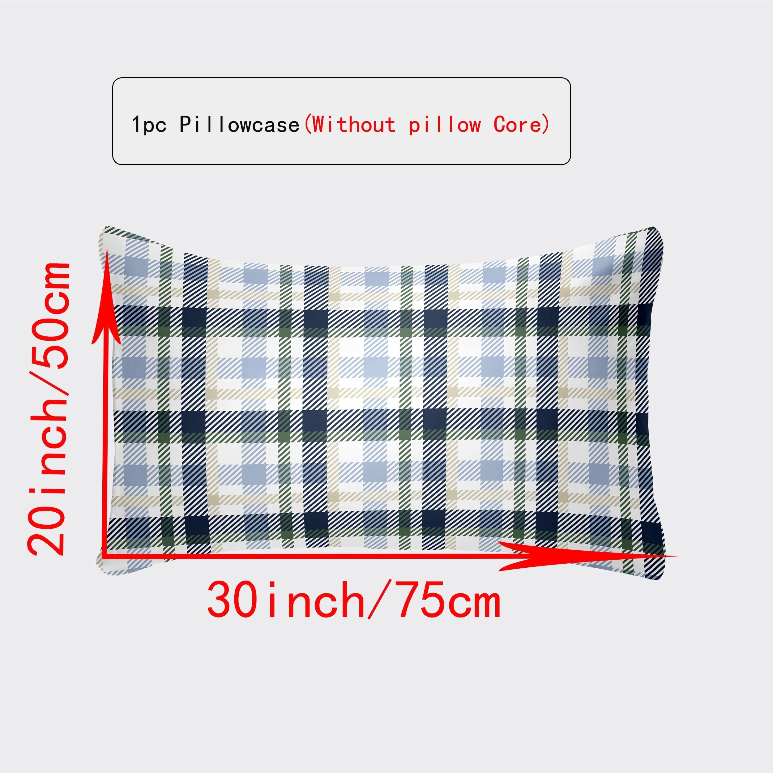 Luxurious Envelope Pillowcase Various Sizes White Gray Plaid Red Green Botanicals Leopard Geometric