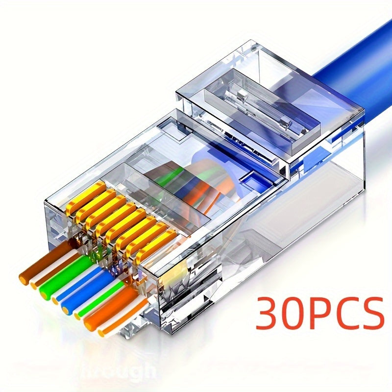 Category 6 UTP RJ45 Ethernet Network Cable Connectors Male to Male Perforated Crystal Head