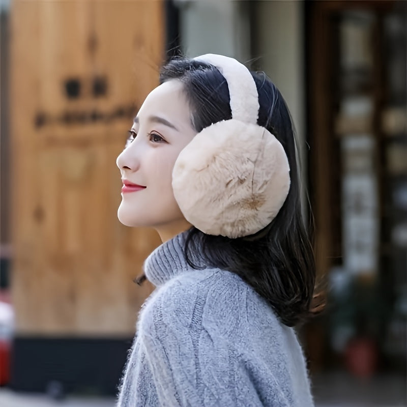 Velour Winter Earmuffs for Adults Soft Foldable Ear Warmers Cold Weather
