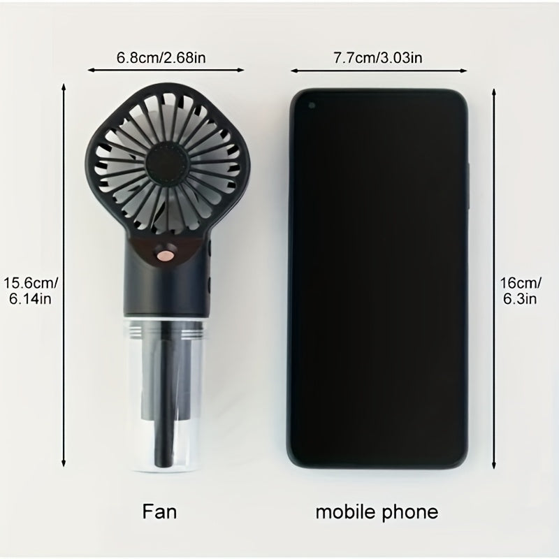 Portativ qo‘l bilan ishlovchi bug‘lantiruvchi ventilyator va purkagich, qayta tiklanadigan USB, tashqi va ichki foydalanish uchun
