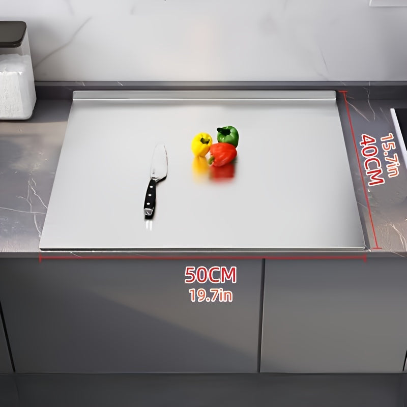 4 ta zanglamas po'latdan yasalgan kesish plitalari oshxona kesish bloklari uchun, go'sht, sabzavotlar, non uchun og'ir vaznli xamir taxtalari. Oziq-ovqat xavfsiz, oshxona stollari uchun oson tozalanadi, ichki qirralari bilan.