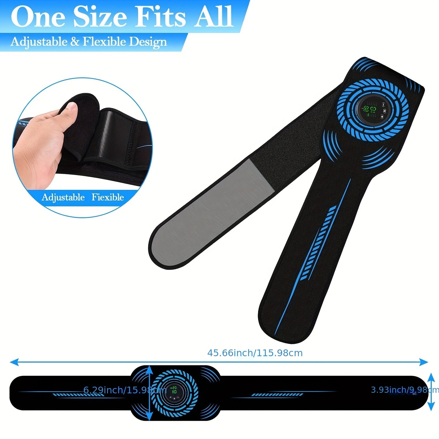 Blue Abdominal Toning Belt and Stimulator for Men and Women Rechargeable USB Charging