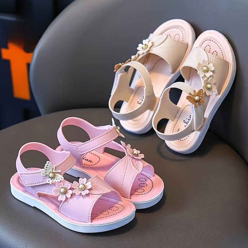 Girls' Floral Sandals with Soft Soles for Casual Summer
