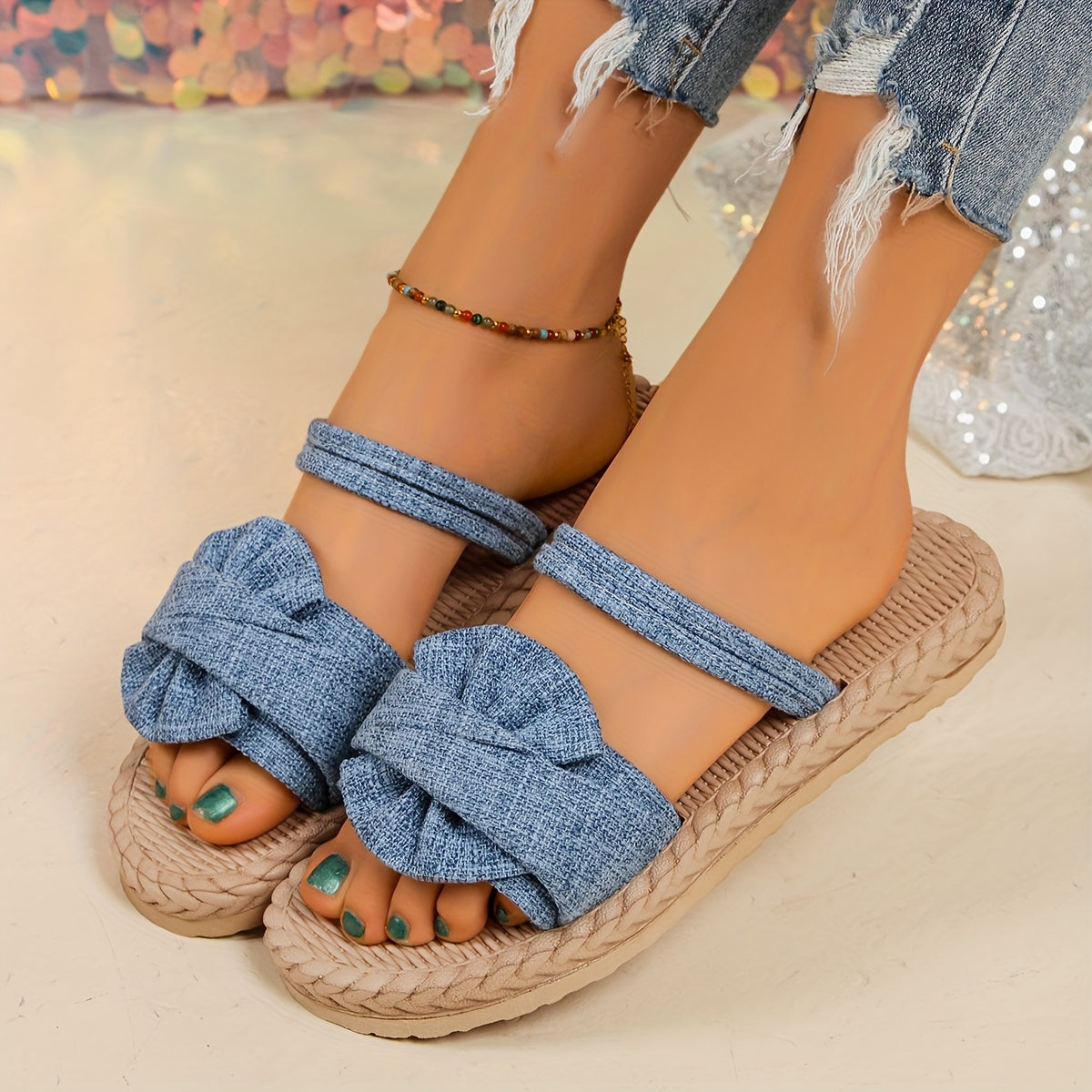 Women's Beige Slide Sandals Lightweight EVA Open Toe Casual Summer