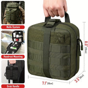 Tactical First Aid Kit with Quick-Release EMT Pouch MOLLE System Nylon Bag Green