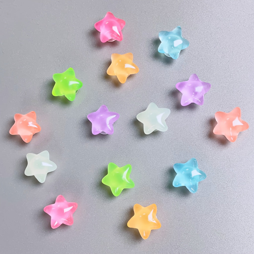 Unisex ABS Glow-in-the-Dark Five-Pointed Star Shoe Charm Set Colorful Wearable