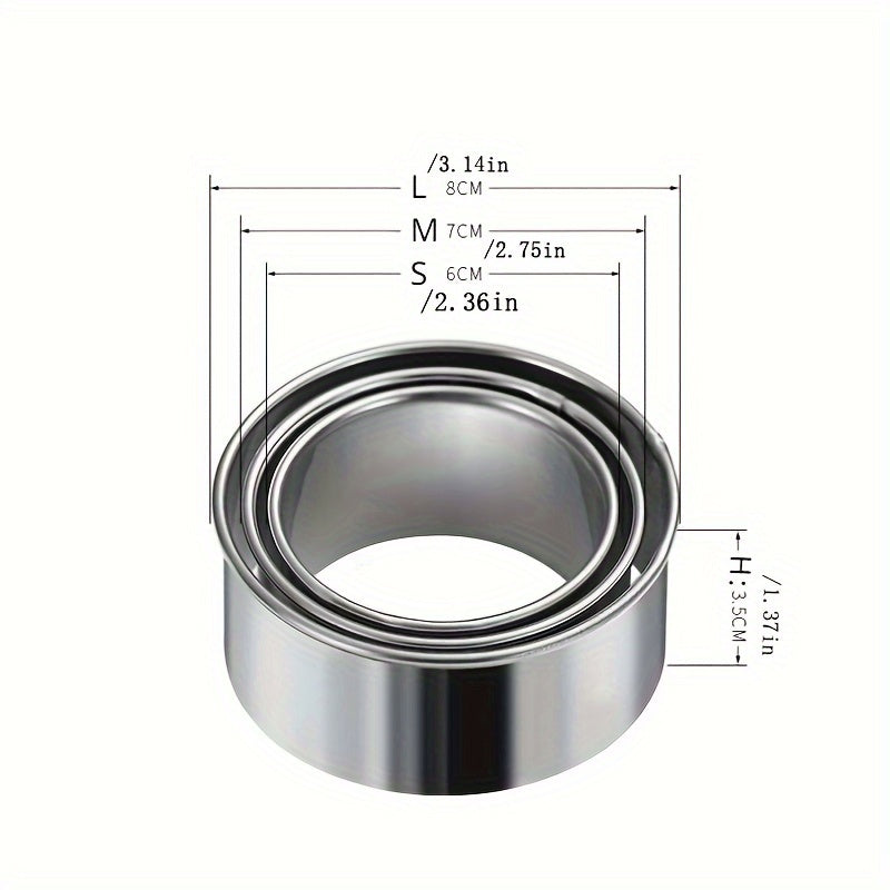 Set of 3 Stainless Steel Dumpling Makers for Ravioli and Fruit Pies Dishwasher Safe