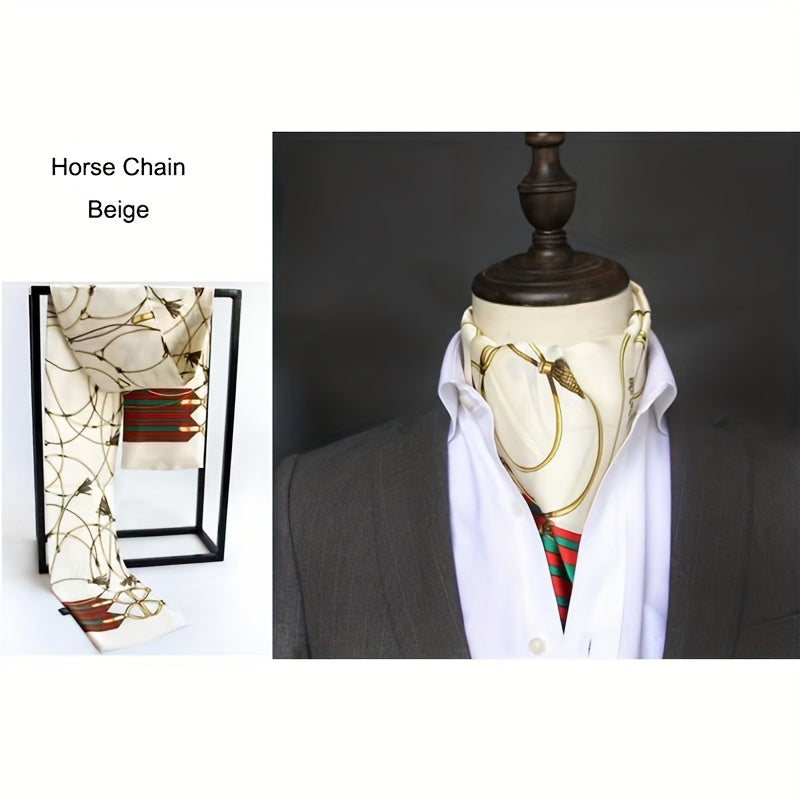 Men's Vintage Twill Scarf with Printed Double Layer for Business and Casual Wear