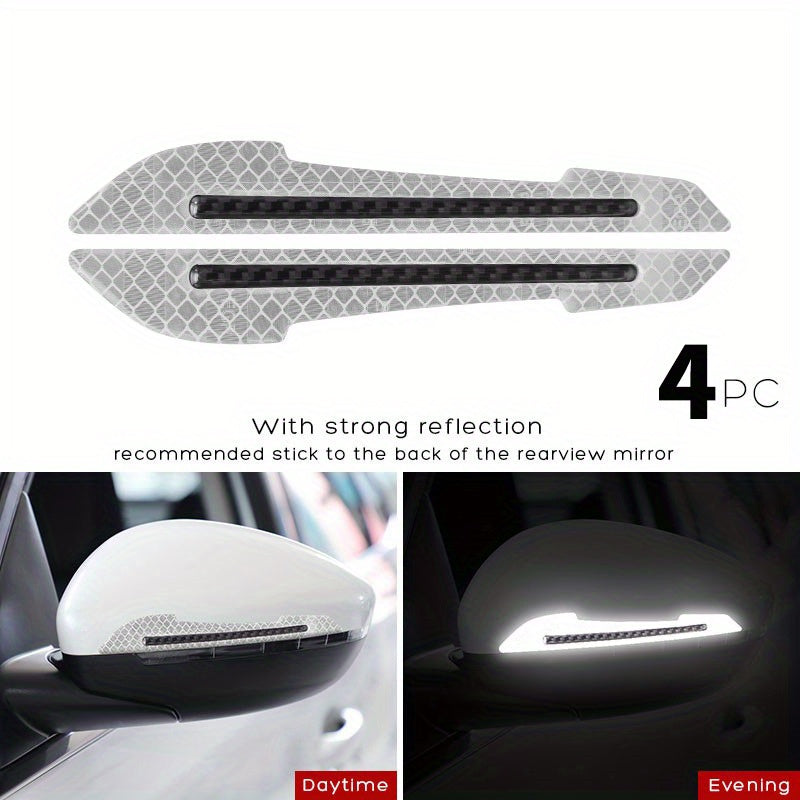 Pairs Reflective Car Rearview Mirror Safety Warning Stickers Auto Film Strips in Red White Blue Green