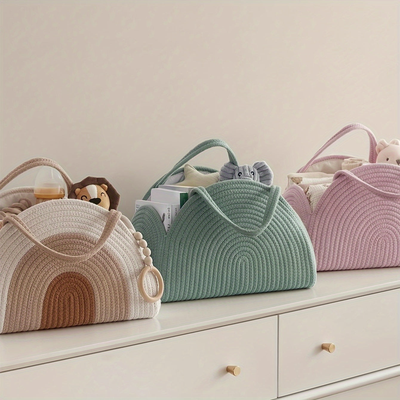 Sturdy Polyester Diaper Storage Bag for Boys and Girls Foldable with Buttons