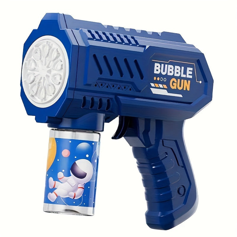 Kids Bubble Gun Toy with LED Lights, 10-Hole Plastic Blaster for Ages 3-12