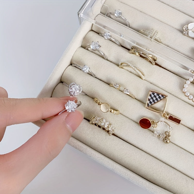 Acrylic Jewelry Organizer with 3-Layer Drawer for Earrings Rings Necklaces