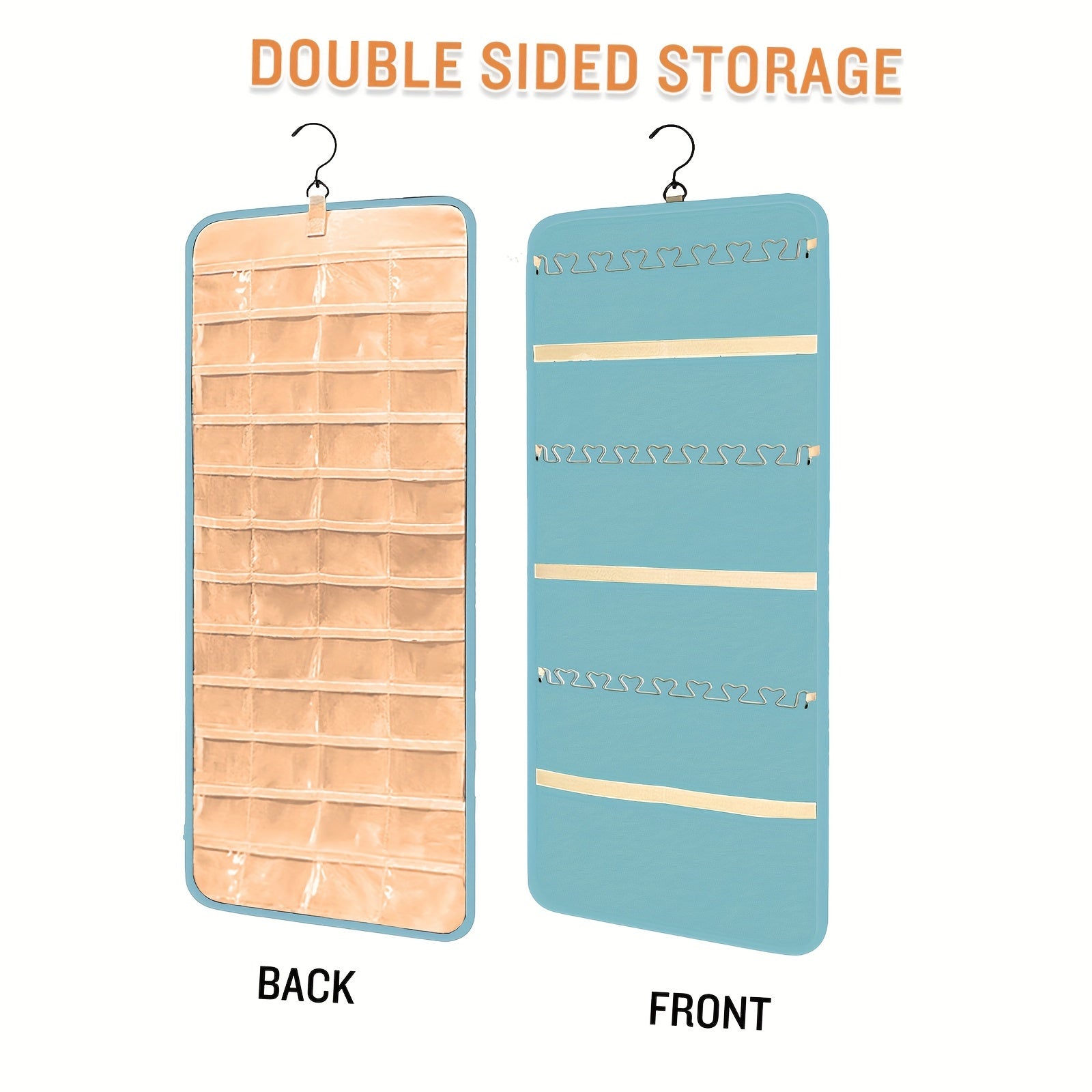 Zargarlik buyumlarini osib qo'yish uchun devorga o'rnatiladigan saqlash tashkilotchisi, uzuklar, marjonlar, marjonlar va sayohat uchun rulon bilan