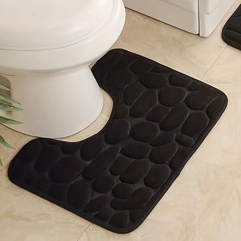 U-Shaped Foam Bath Rug Non-Slip Absorbent Washable Bathroom Decor