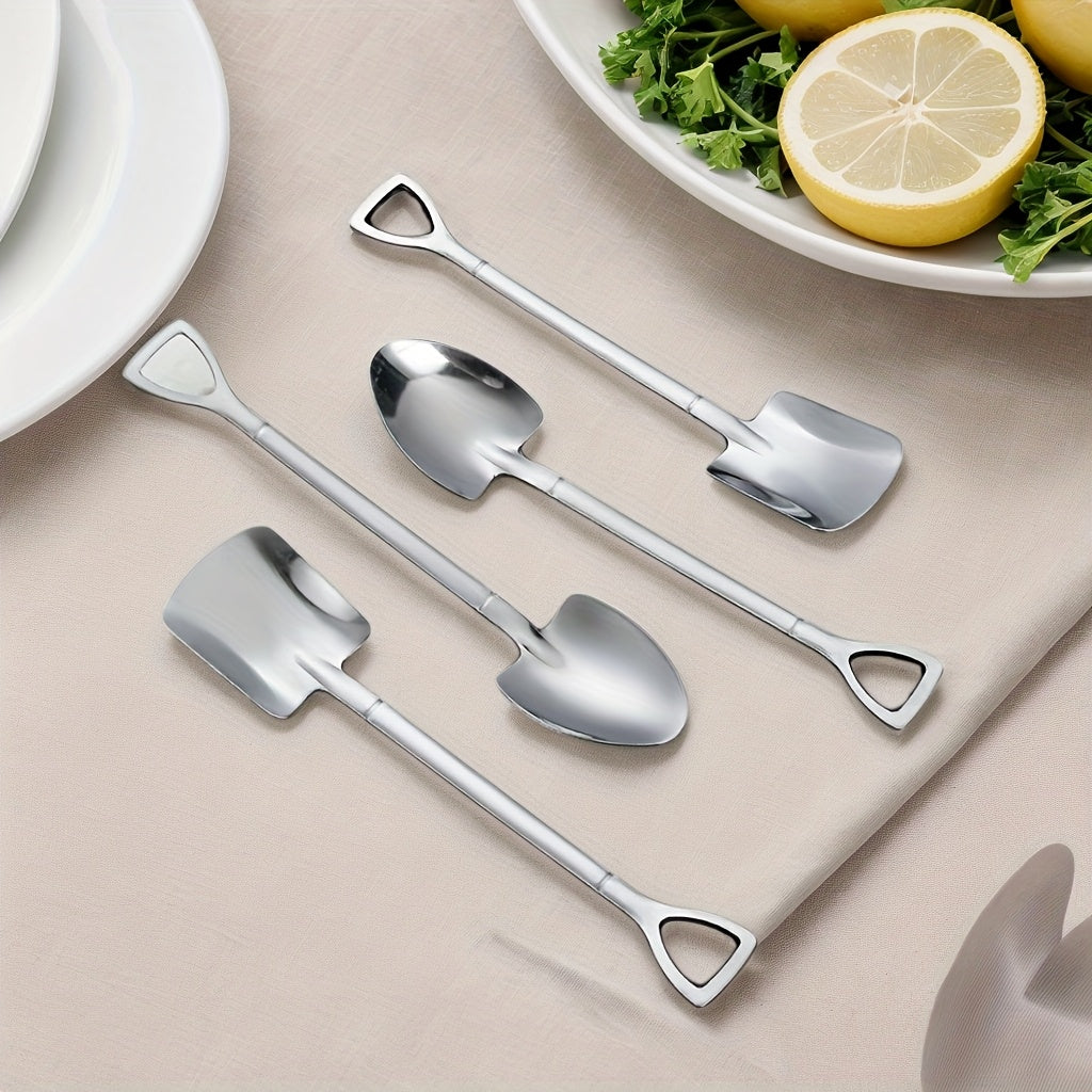 Set of 4 Stainless Steel Spoons Watermelon Dessert Ice Cream Scoops Durable Portable