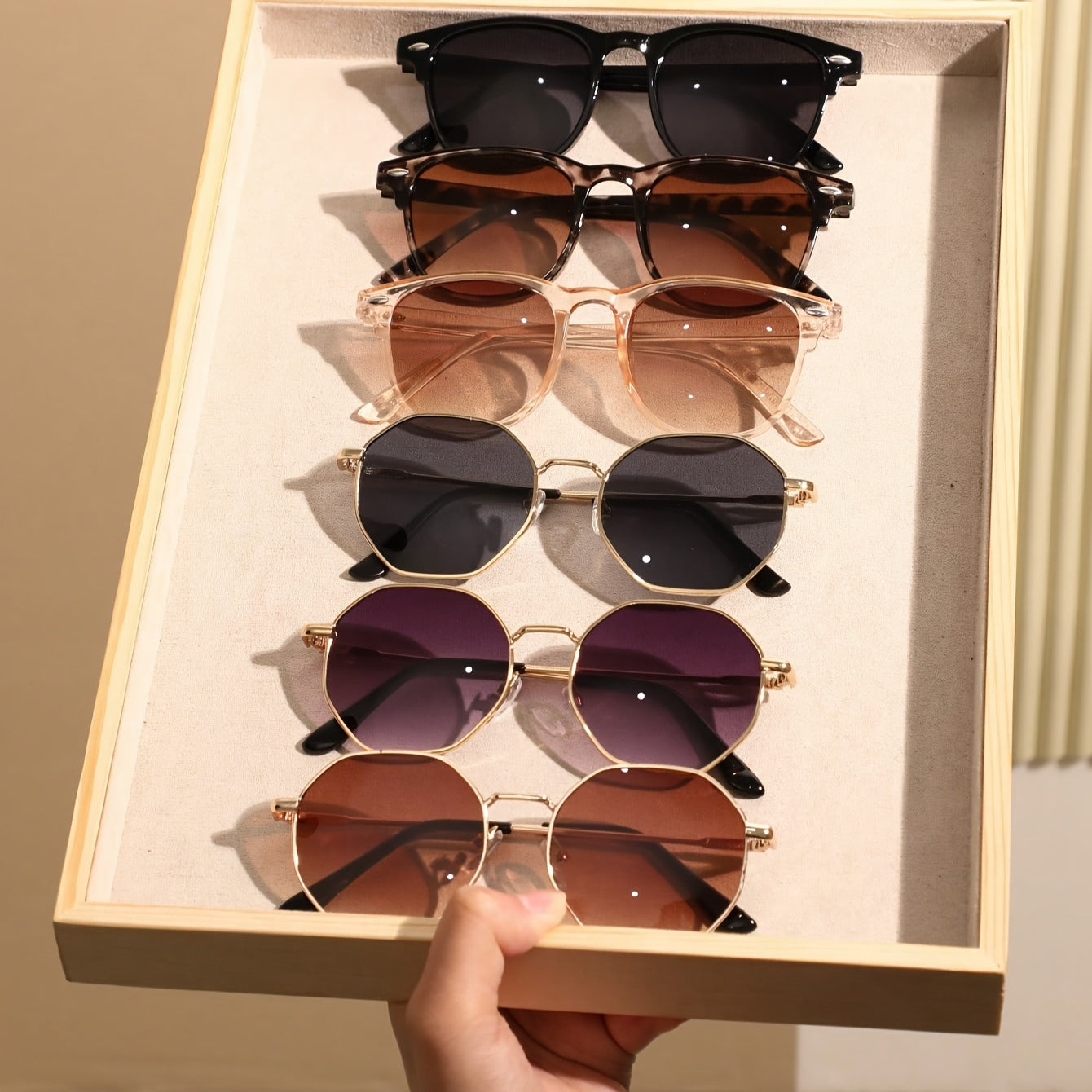 Женские очки 6-штук геометрические металлические оправы с антибликовыми линзами для повседневной носки