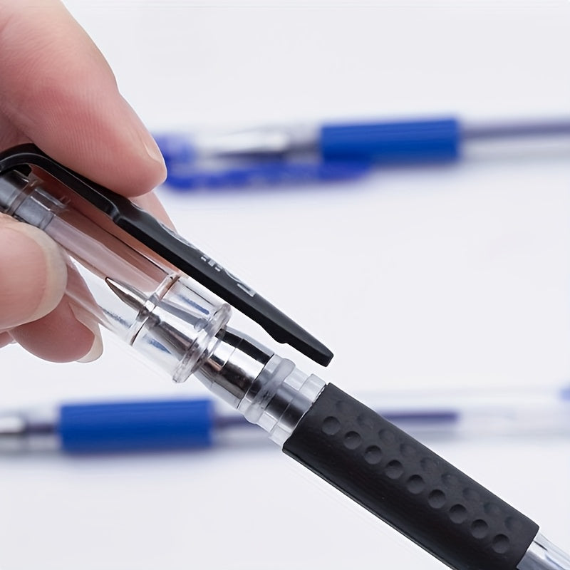 18 ta qora, ko'k va qizil tusdagi gel qalamlar to'plami, 0.5mm uch, talabalar va ofis ishlari uchun ideal.