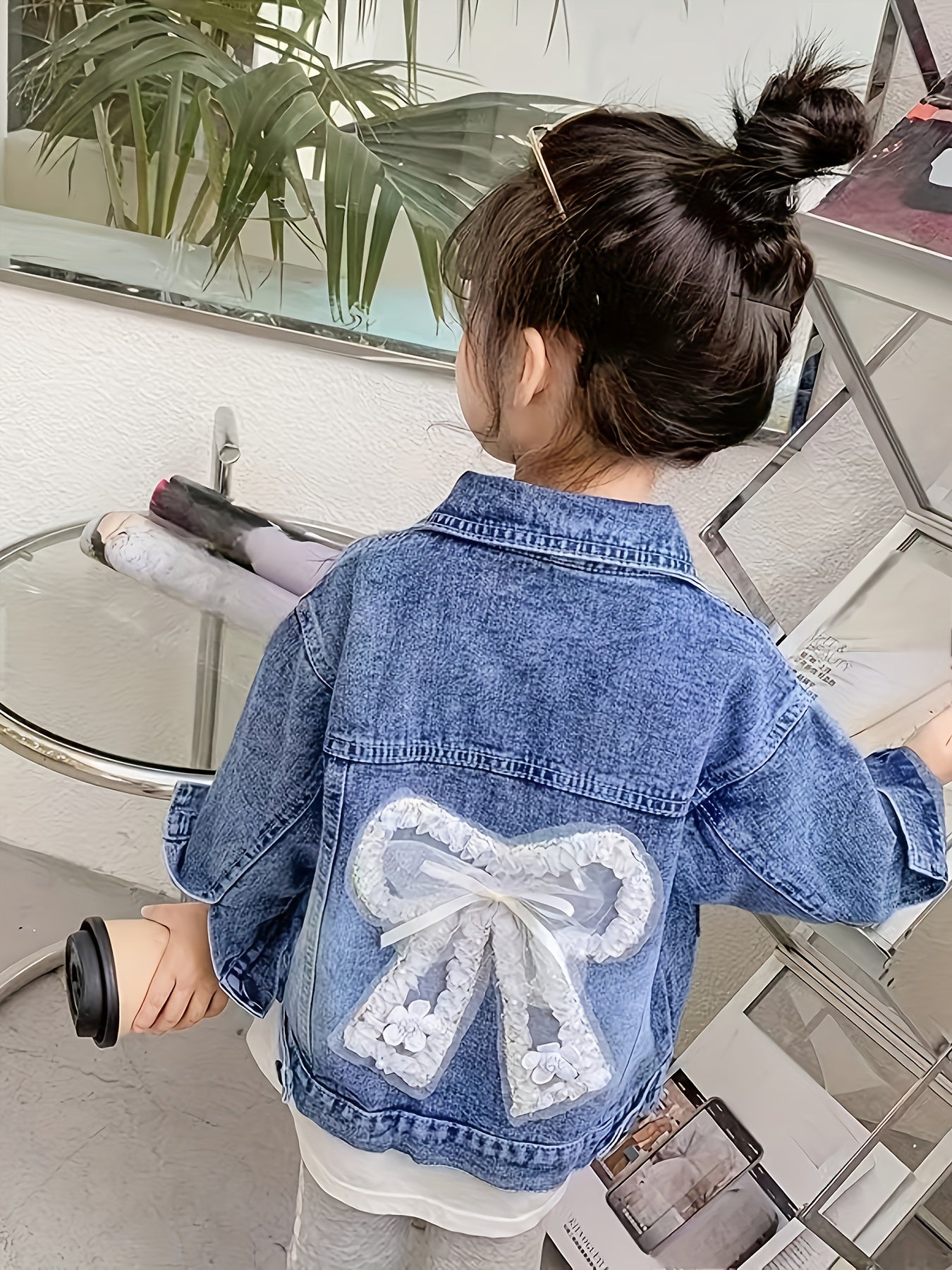 Children's Denim Jacket for Girls Long Sleeve Casual Woven Cotton Polyester