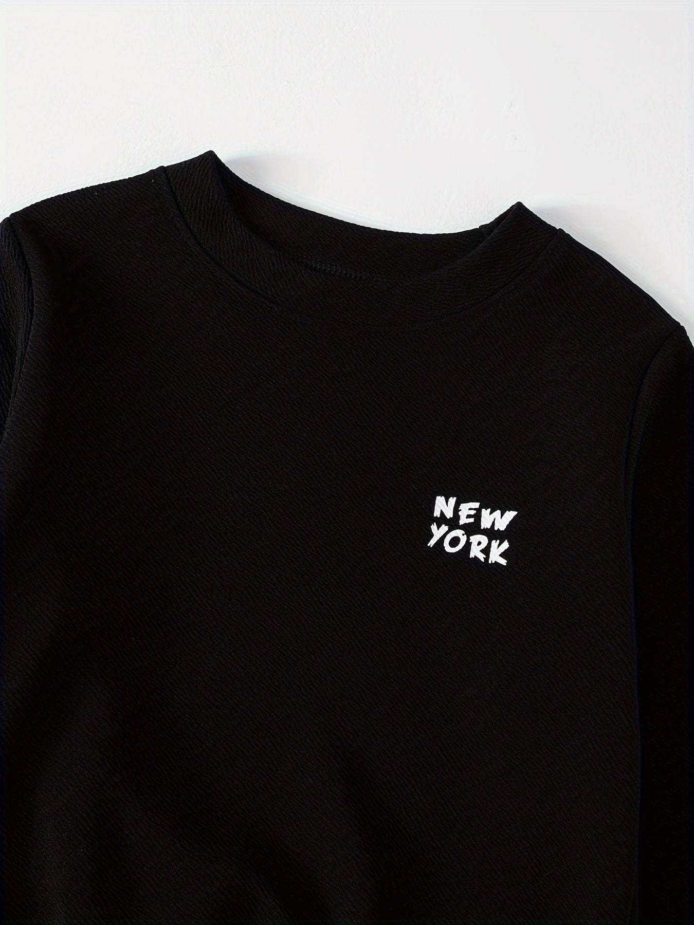 Детский повседневный свитшот и штаны из полиэстера и спандекса, однотонные, с длинными рукавами, круглый вырез, обычный крой