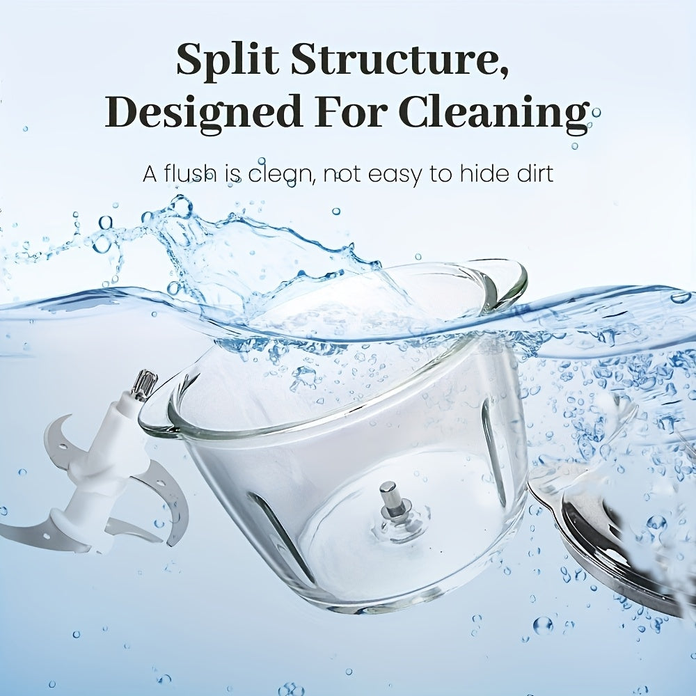 Electric Food Chopper and Processor 8-Cup 300W with 4 Blades 1.2L Glass Bowl