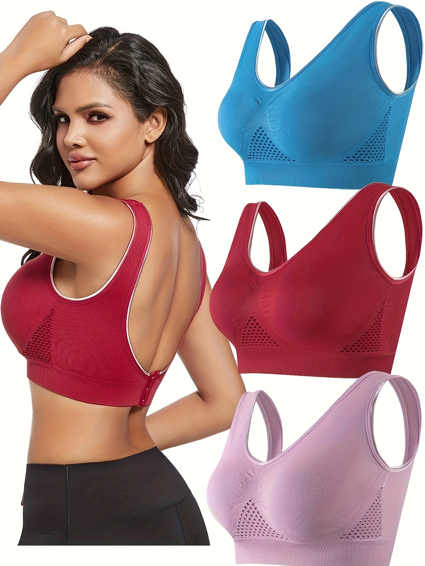 Women's Breathable Seamless Sports Bra Large Size Yoga Underwear Set