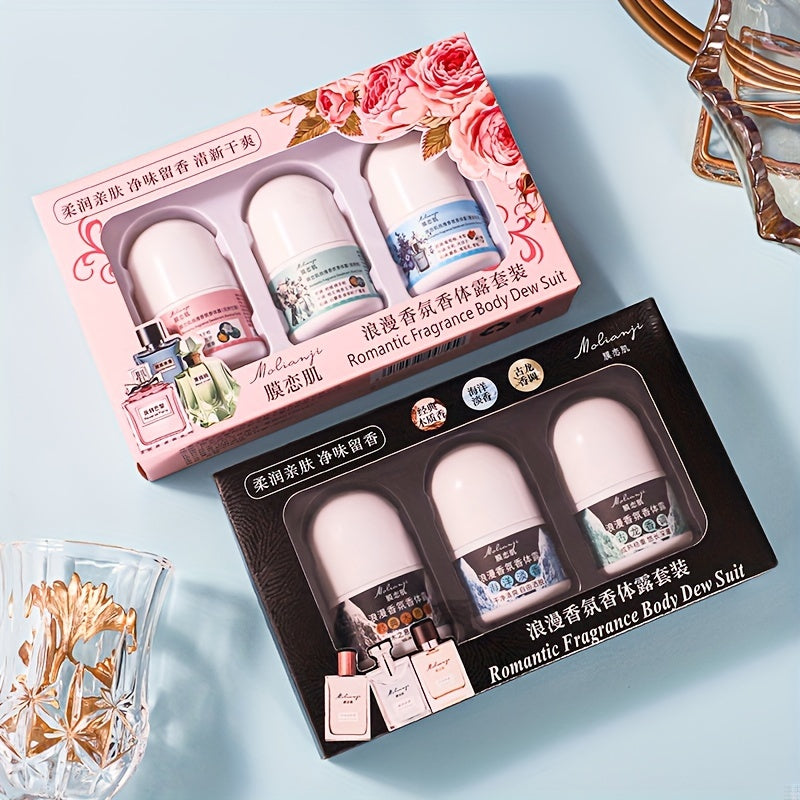 Uzun muddatli hidli deodorant to'plami bir nechta hidlar bilan. Har kuni foydalanish uchun yumshoq va tinchlantiruvchi, o'simlik squalanini o'z ichiga oladi.