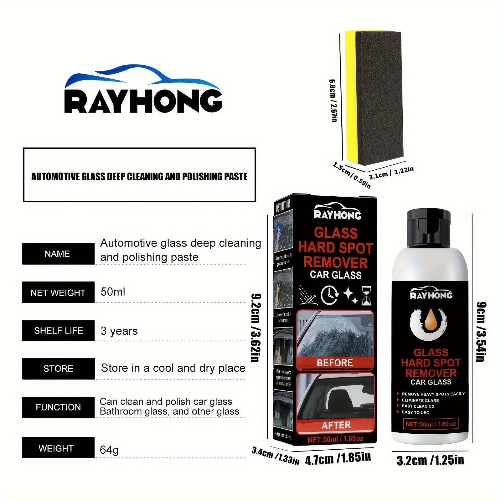 Car Glass Cleaning Oil Film Remover Heavy Spot Cleaner Degreaser Rainproof Anti-fog