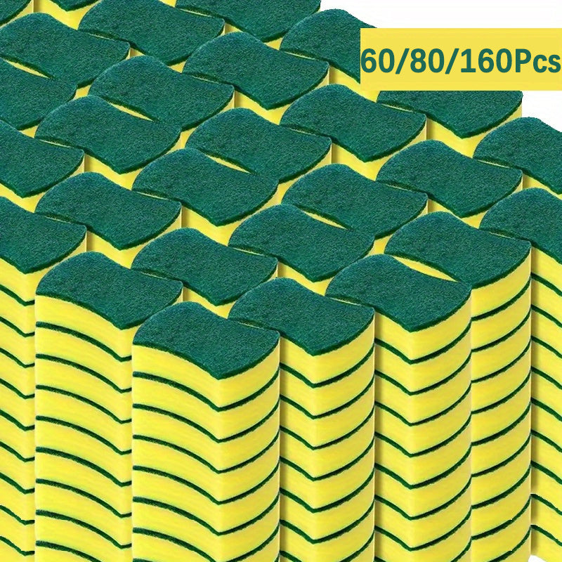 Tozalash uchun shimgichli to'plam 60, 80 yoki 160 dona, ikki tomonlama qattiqlashtiruvchi pad, oshxona uchun