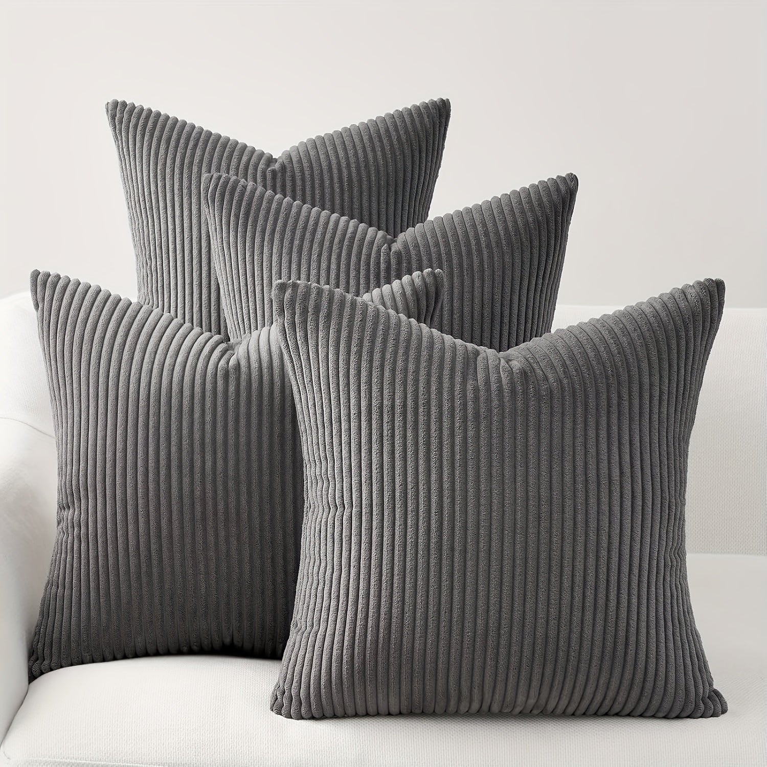 4 наволочки для подушек из ультрамягкого вельвета с полосатым дизайном в стиле бохо, с застежкой на молнии - можно стирать в машине для декора дивана, кровати, гостиной и автомобиля.