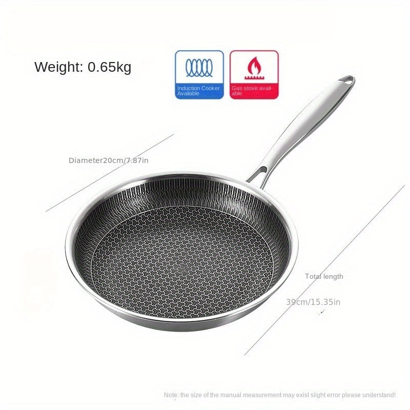 304 Stainless Steel Skillet with Non-Stick Honeycomb Coating for Eggs and Steaks