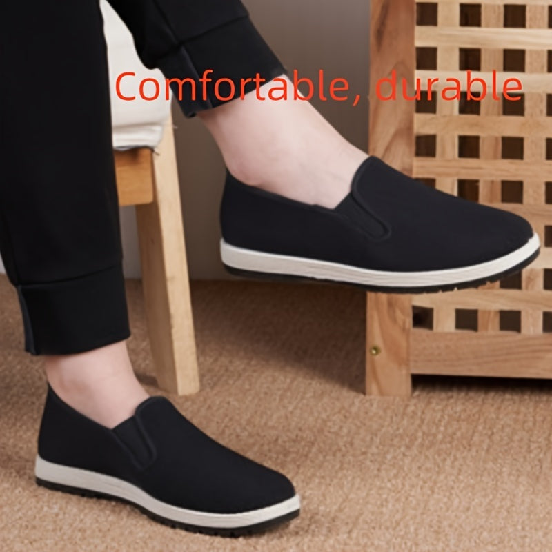 Erkaklar uchun Xitoy an'anaviy tekis poyabzallar, ochiq havoda faoliyatlar va jang san'atlari mashg'ulotlari uchun nafas oladigan kiyiladigan poyabzallar