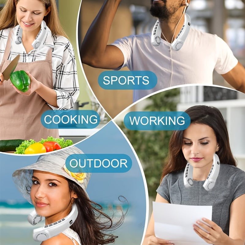 Mini Air Cooler Fan 2024 Neck-Hanging USB Rechargeable Quiet Leafless Indoor Outdoor