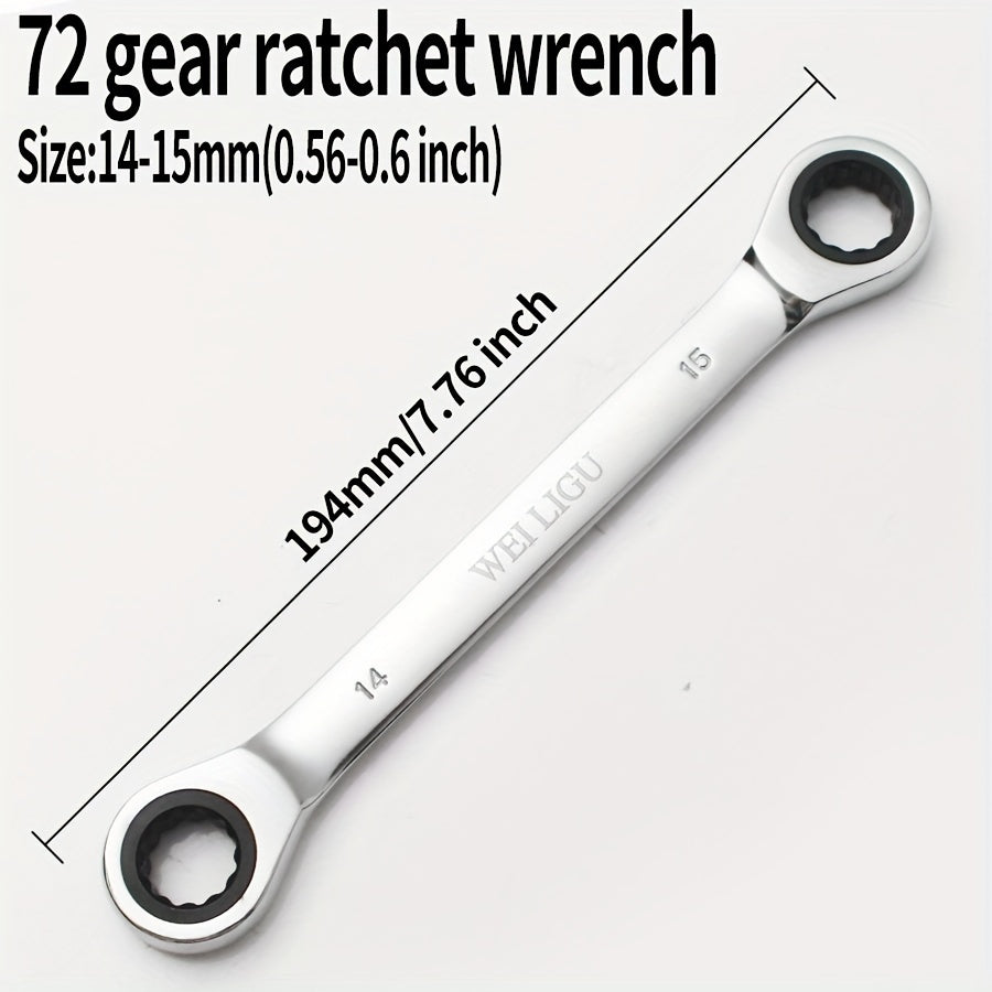 72 Tooth Ratchet Wrench Set Chrome Steel Double End 10-17mm Automotive