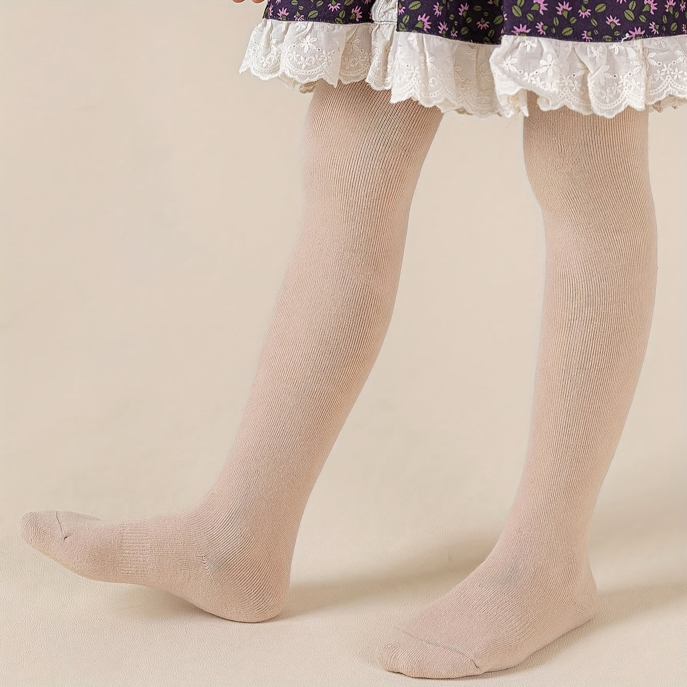 Bahor va kuz modasi uchun 3 juft qizlar uchun mustahkam to'qilgan paypoqlar.